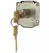 Lock mechanism with a key on a white background