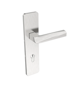 Metal door handle on a white background