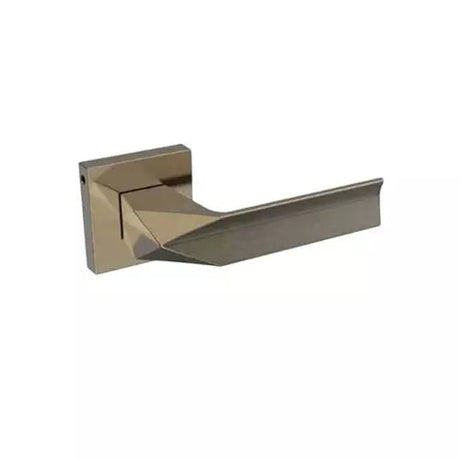 Metallic door handle on a white background