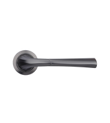 Metallic door handle on a white background