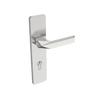 Metal door handle on a white background