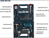 Bosch GSB 500 RE 500W Electric Drill Tool Set